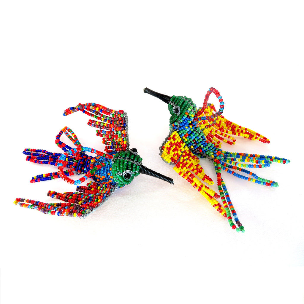 Large Beaded Sunbird decorations - Set of 2