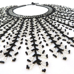 Black and Translucent Beaded Necklace