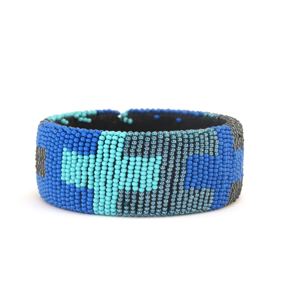 Beaded African Bangle Blue