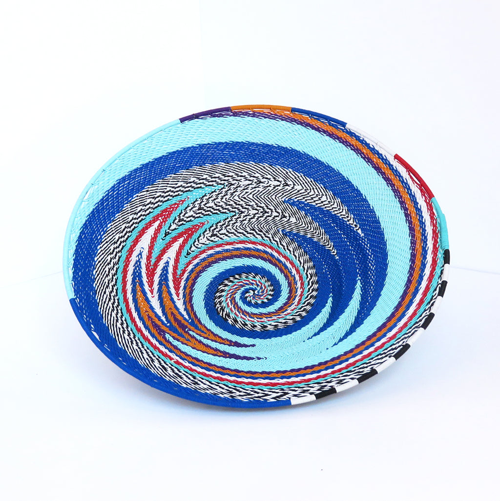 Telephone Wire Woven Basket Large Blue