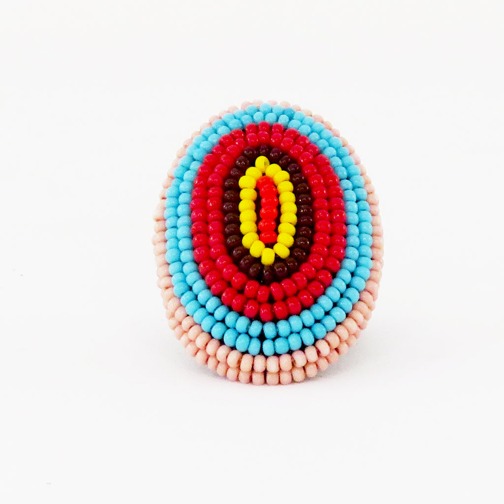 African Beaded Oval Ring