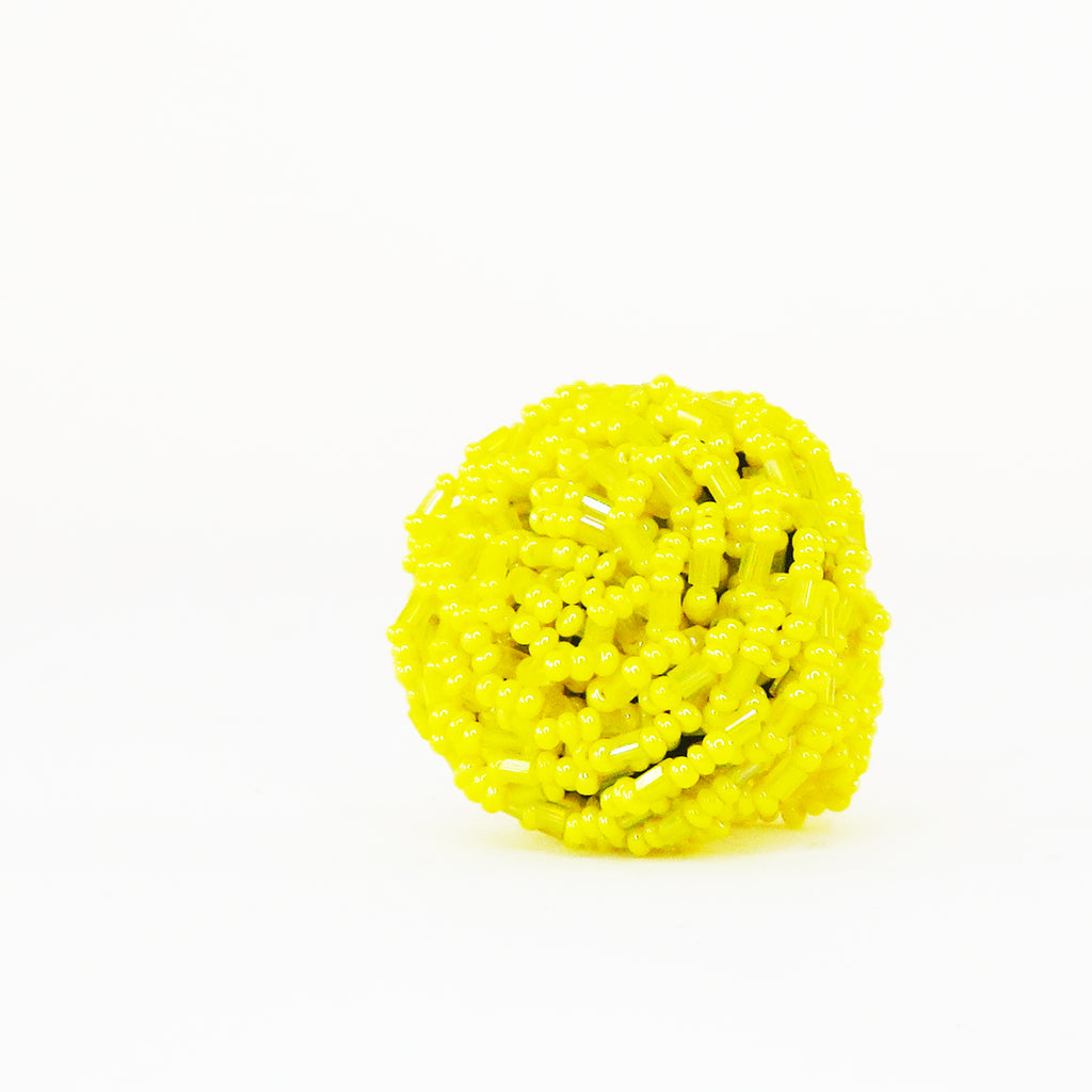 African Beaded Ring Yellow