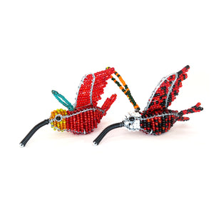 Small Beaded Sunbird decorations - Warm Colours