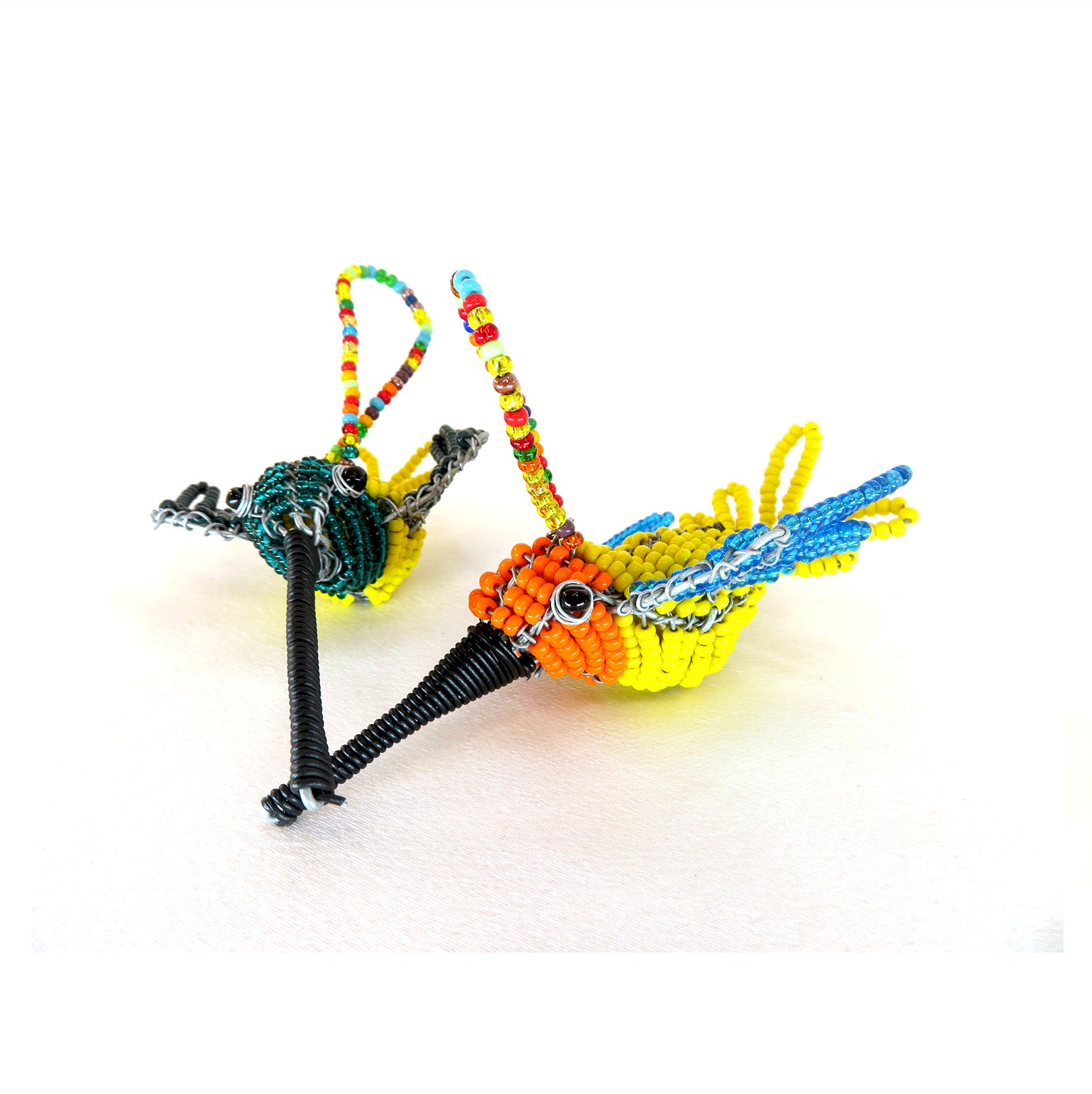 Small beaded sunbird hanging decorations