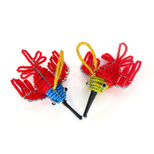 Small Beaded Sunbird decorations - Red