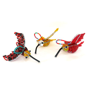 Small Beaded Sunbird decorations - Warm Colours