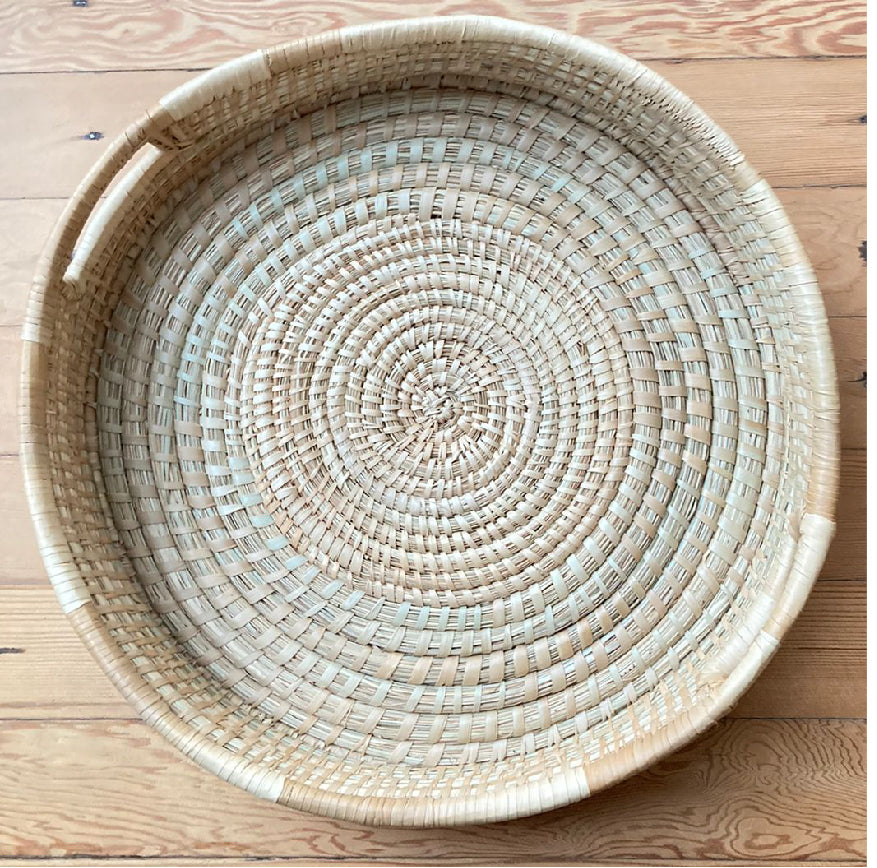 Large African woven shallow basket