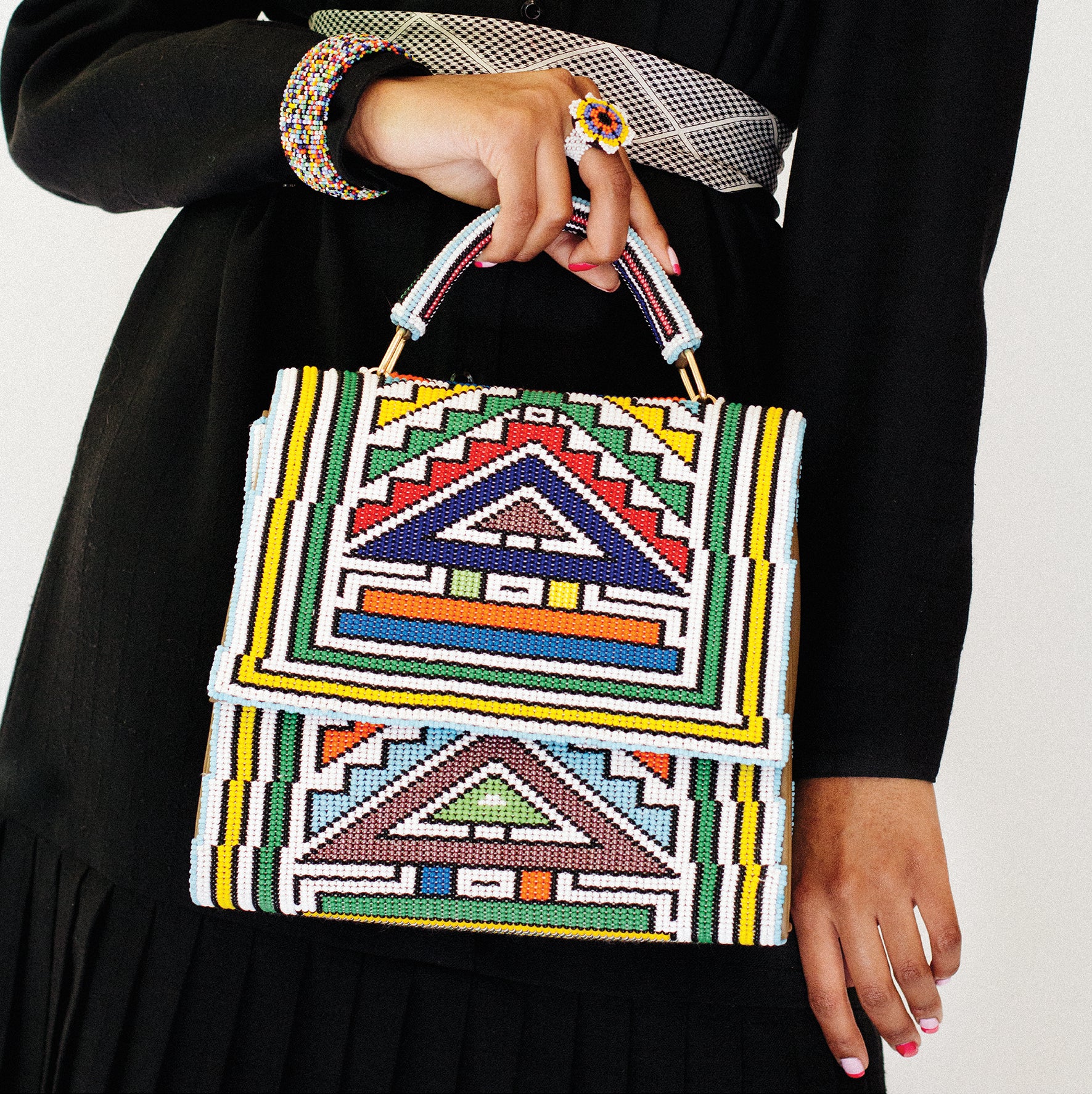 Stunning Ndebele inspired beaded handbag