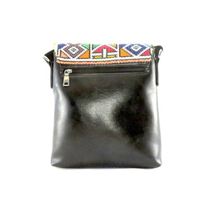 Black Sling Bag with Beaded Flap