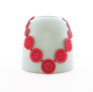 African Beaded Draped Necklace Red