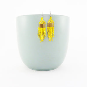 African Beaded Dangle Earrings Yellow